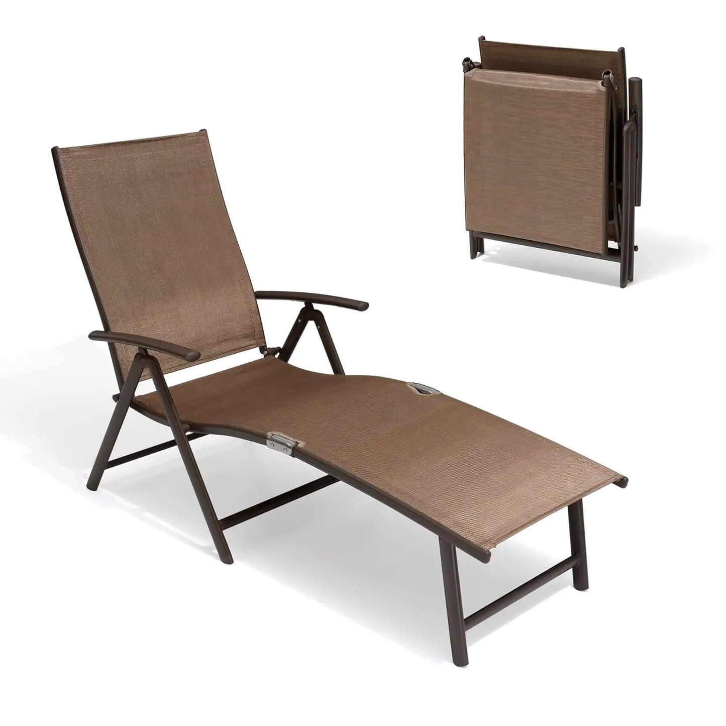 Adjustable 8-Position Aluminum Folding Chaise Lounge Outdoor Chair Set