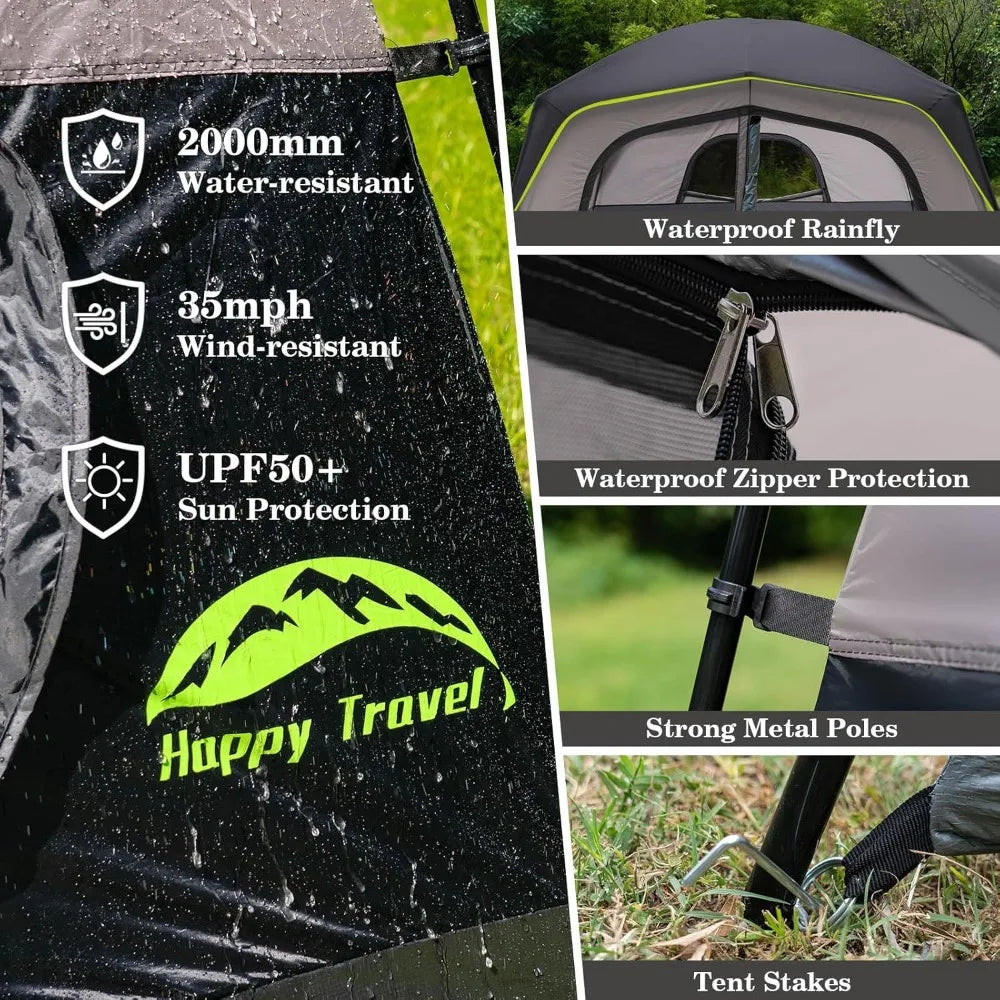 Waterproof Family Camping Tent With Rainfly Easy Setup Cabin