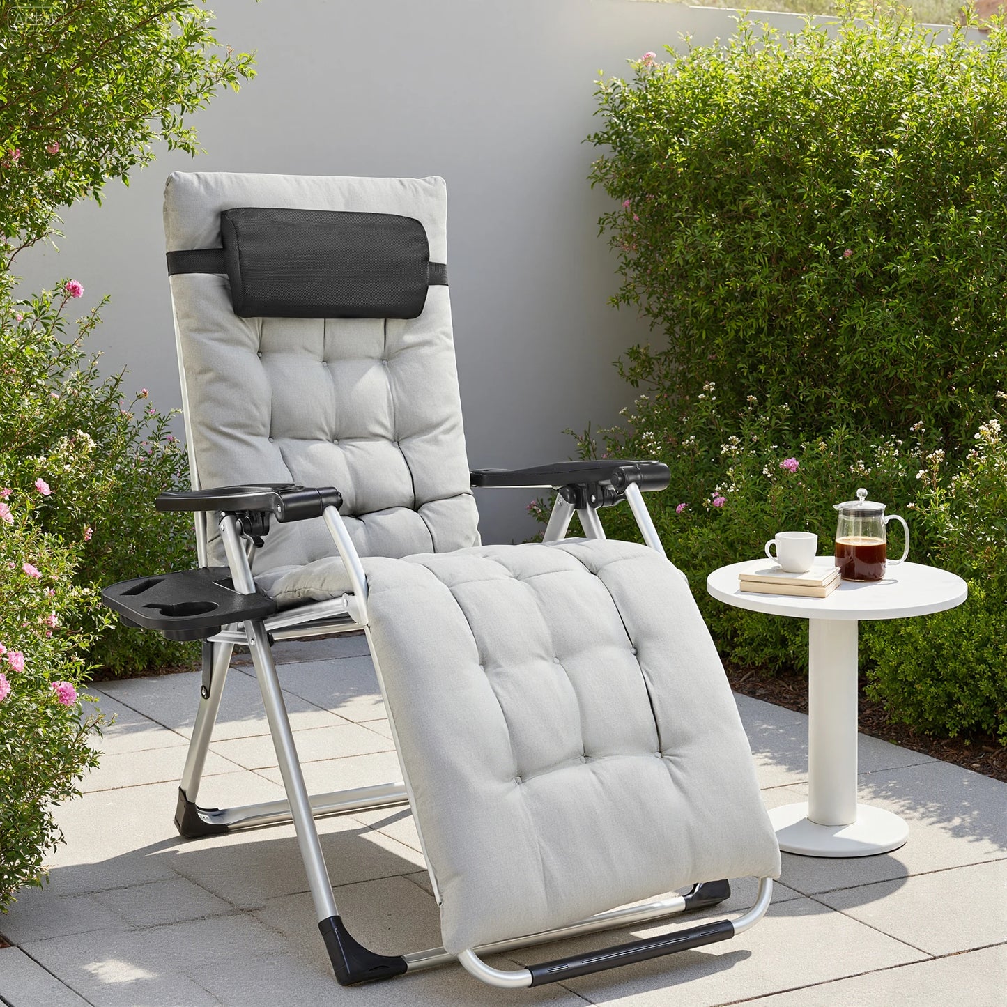 JHK Zero Gravity Portable Recliner With Cup Holder Trays