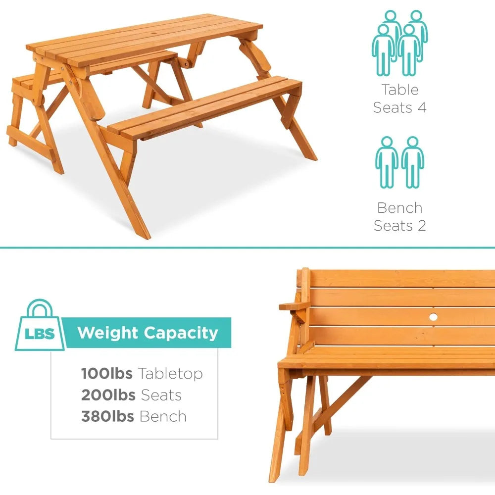 Best Choice Products 2-In-1 Transforming Outdoor Picnic Table Bench
