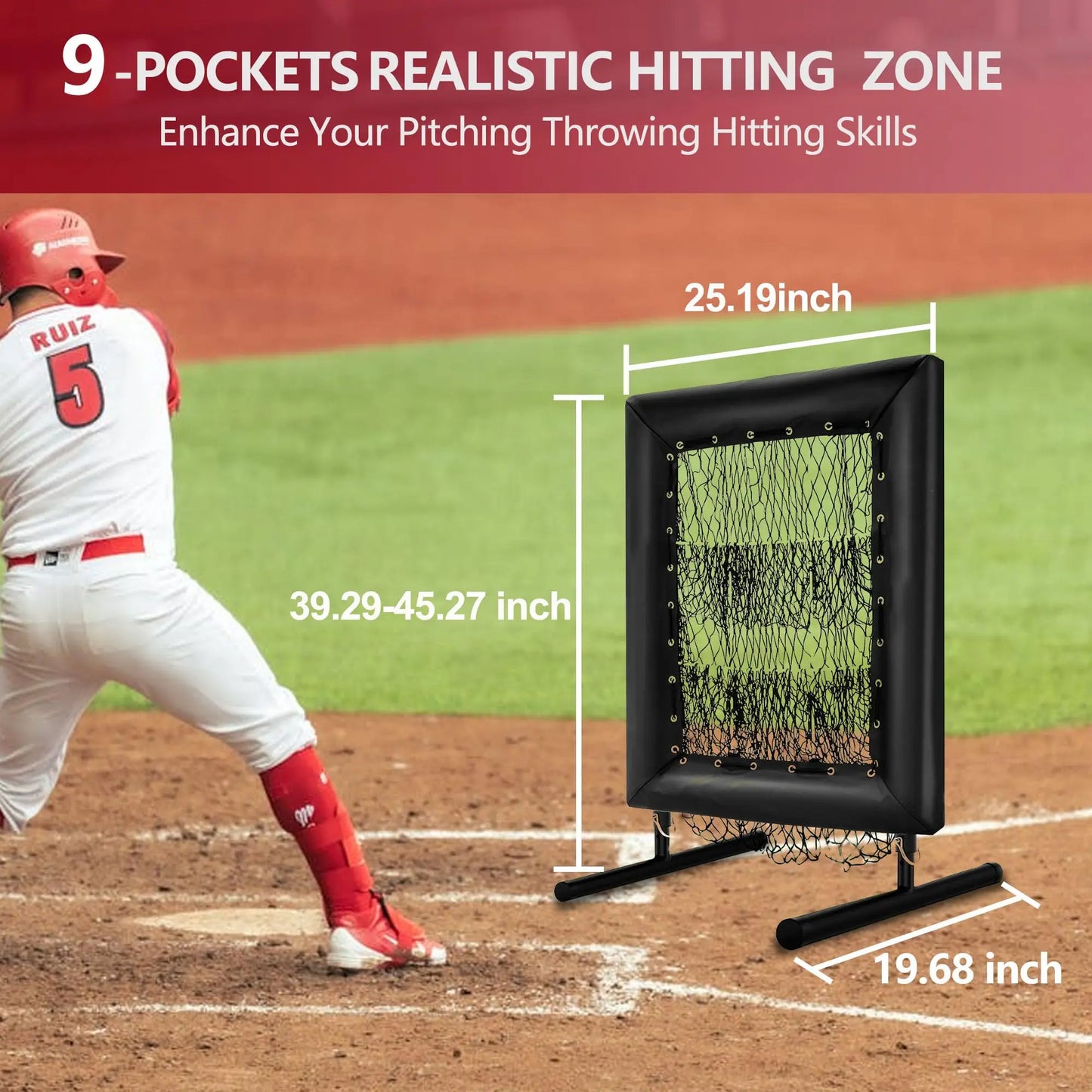 HiMISS Adjustable Pitching Net With Strike Zone Rebound Baseball