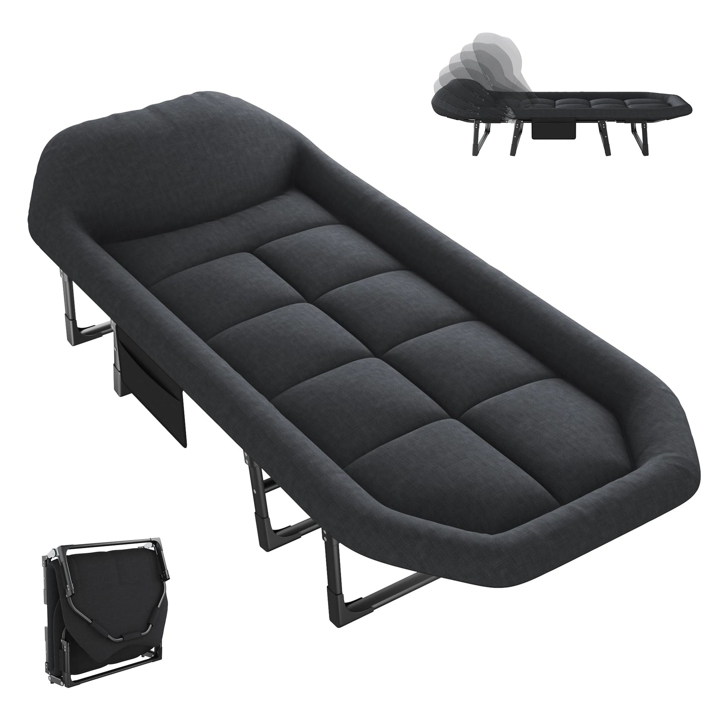 JHK Folding Camping Bed With Mattress Cot 450 Lb Capacity