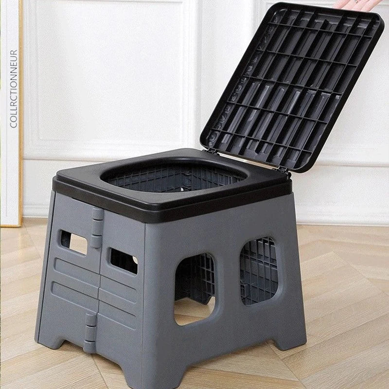 HOMEFISH Portable Folding Toilet With Lid For Outdoor Emergencies