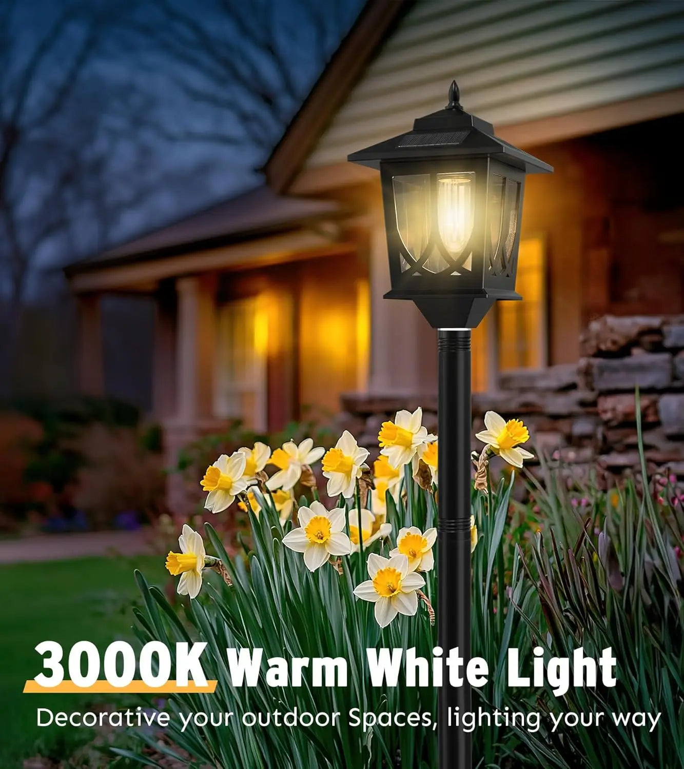Solar Outdoor Lamp Post Light Waterproof With Replaceable Bulb