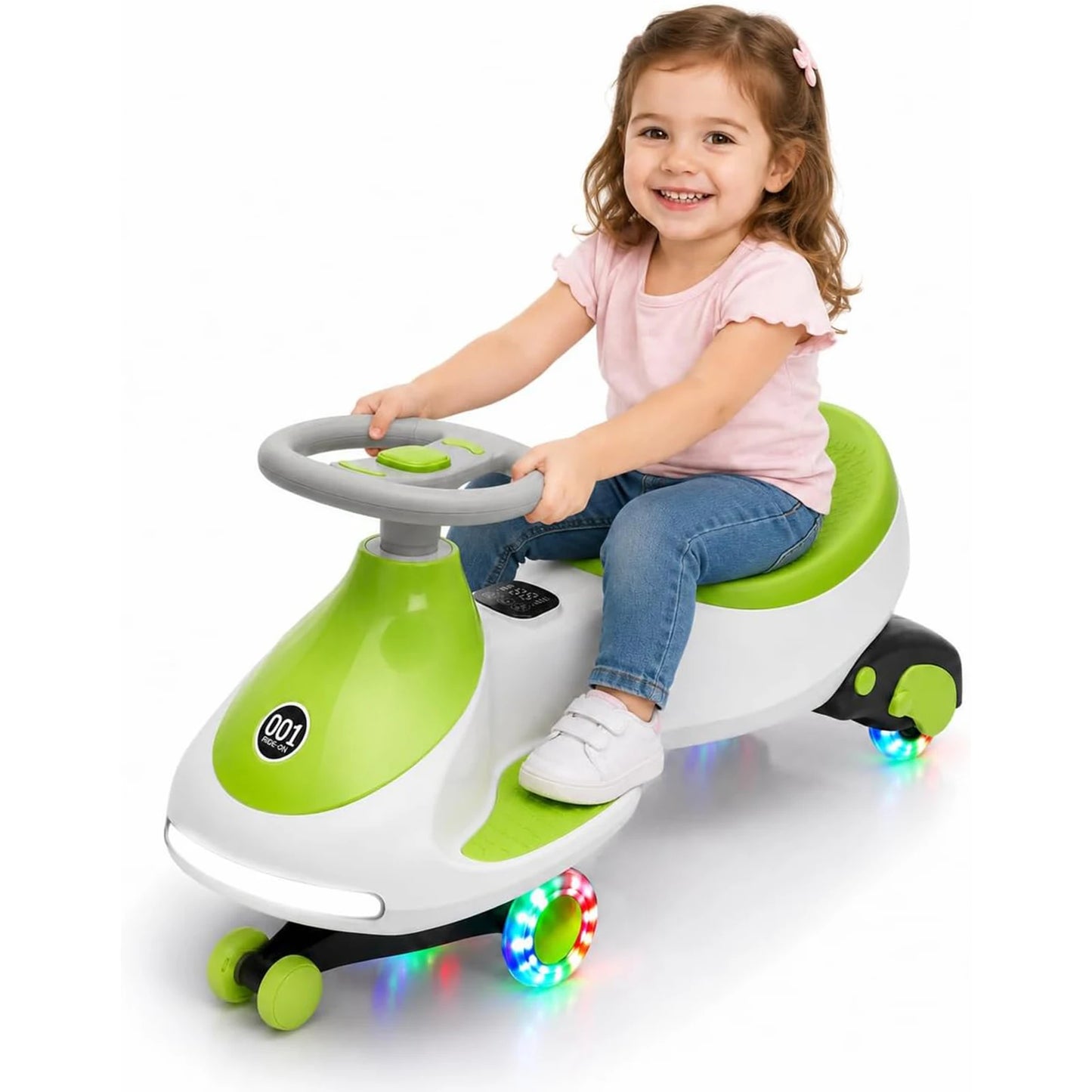 HiMISS 12V Electric Wiggle Car For Kids 2 In 1 Ride On Swing Car