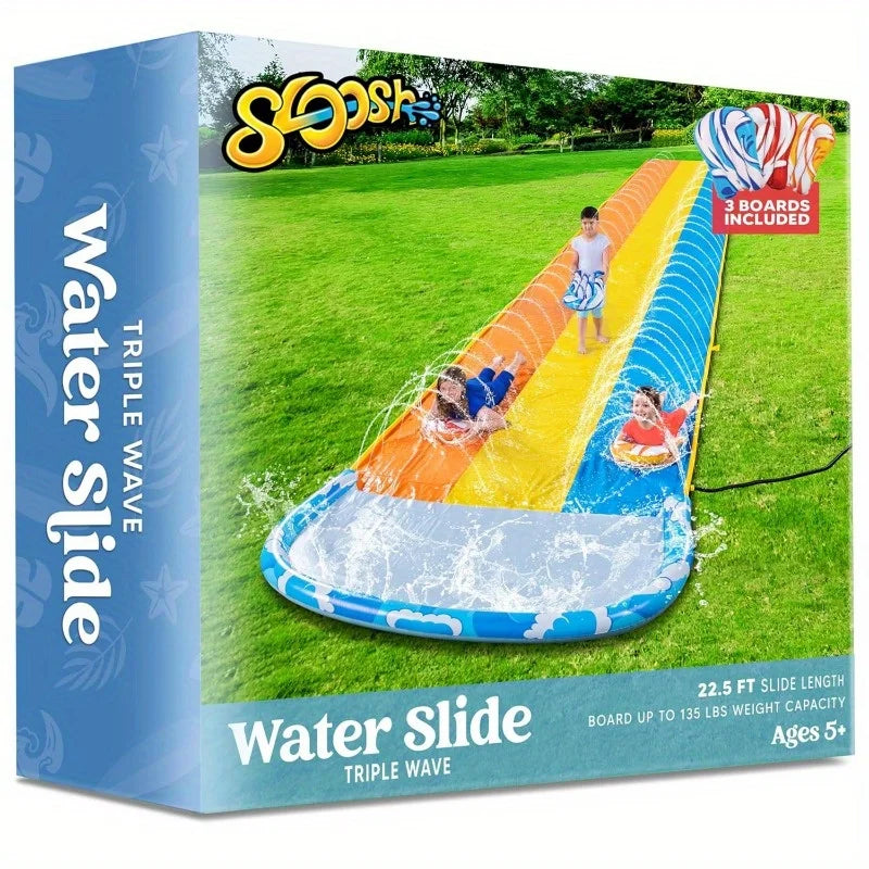 Joyfy Triple Water Slide for Backyard With Body Boards