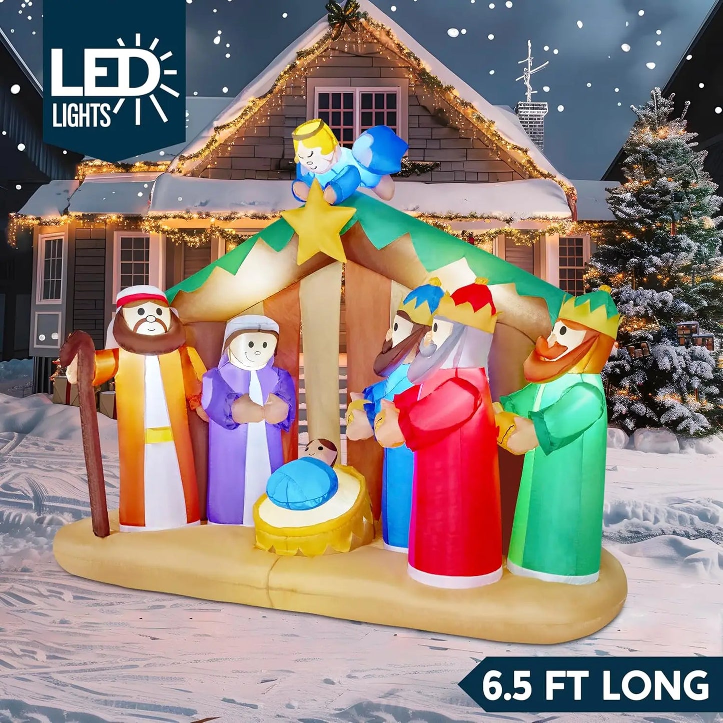Joyfy Nativity Scene Inflatable With LEDs For Outdoor Decor