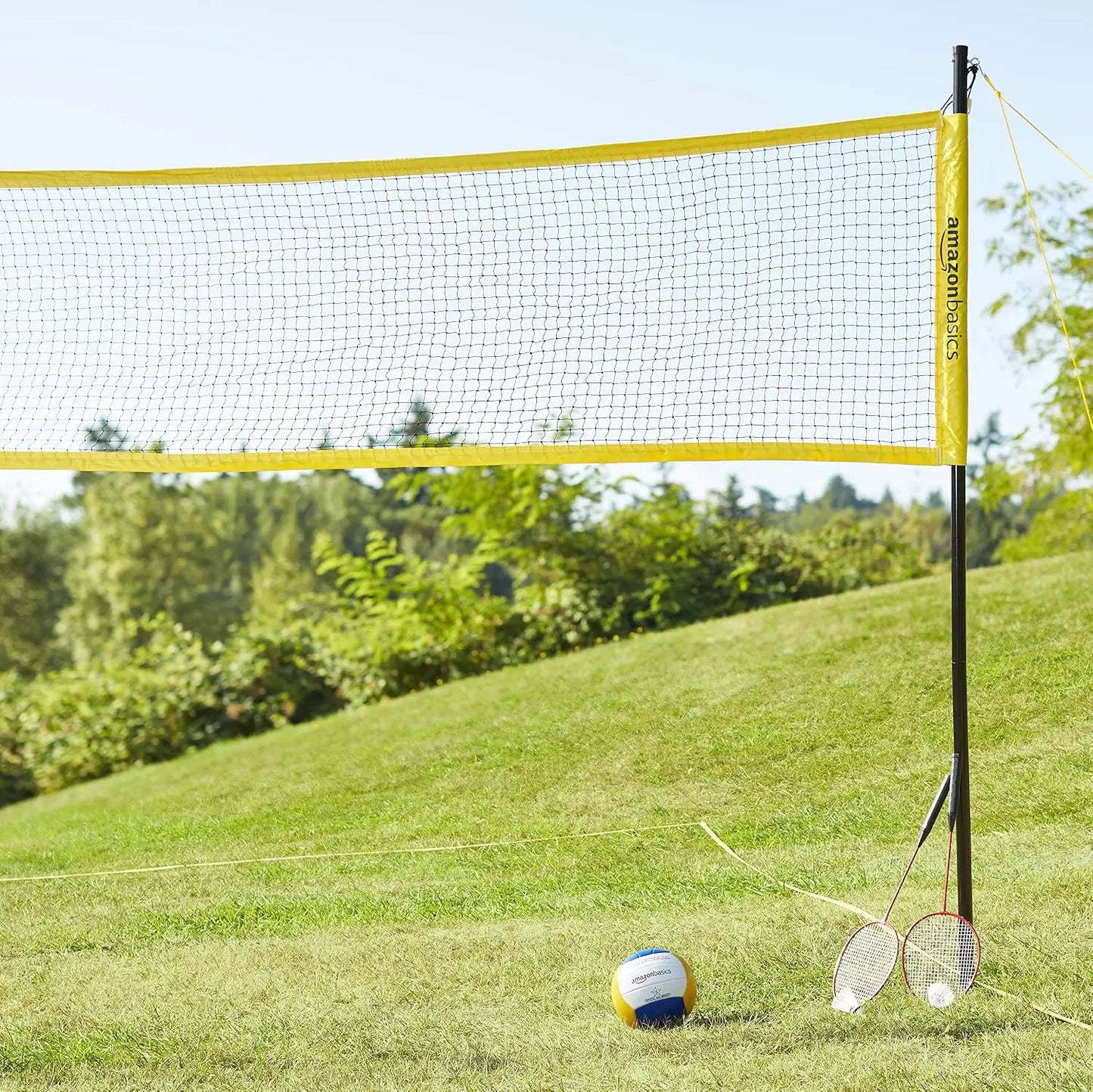 Portable Outdoor Volleyball And Badminton Combo Set With Poles