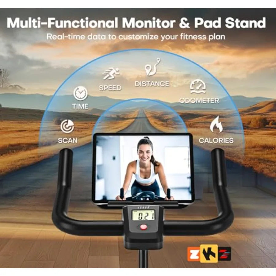 Quiet Adjustable Magnetic Resistance Exercise Bike With App Compatibility