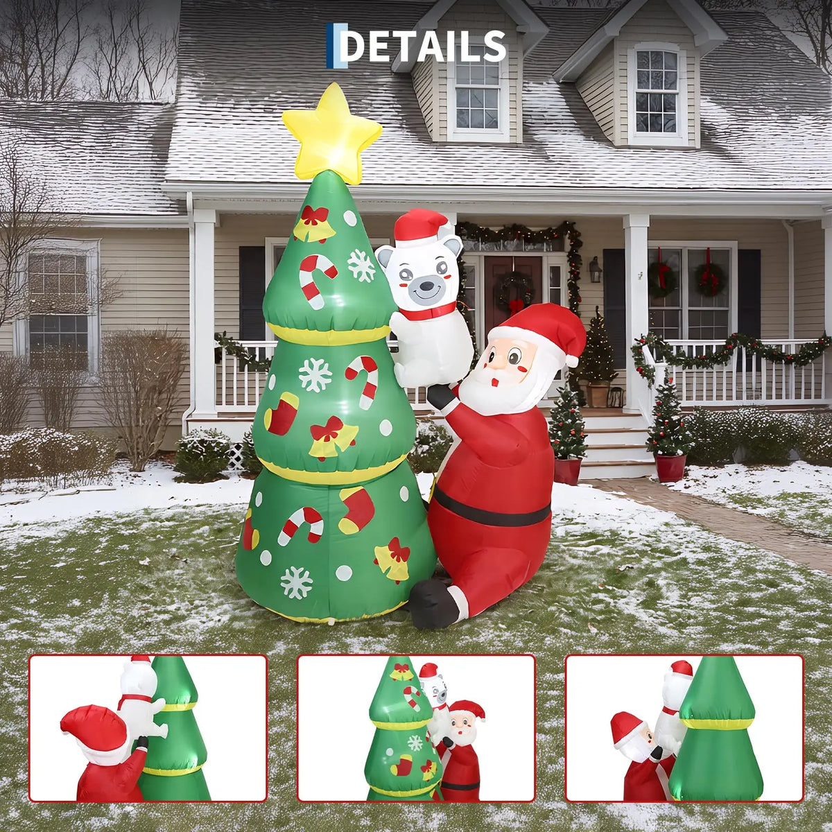 LED Inflatable Christmas Tree With Santa And Polar Bear