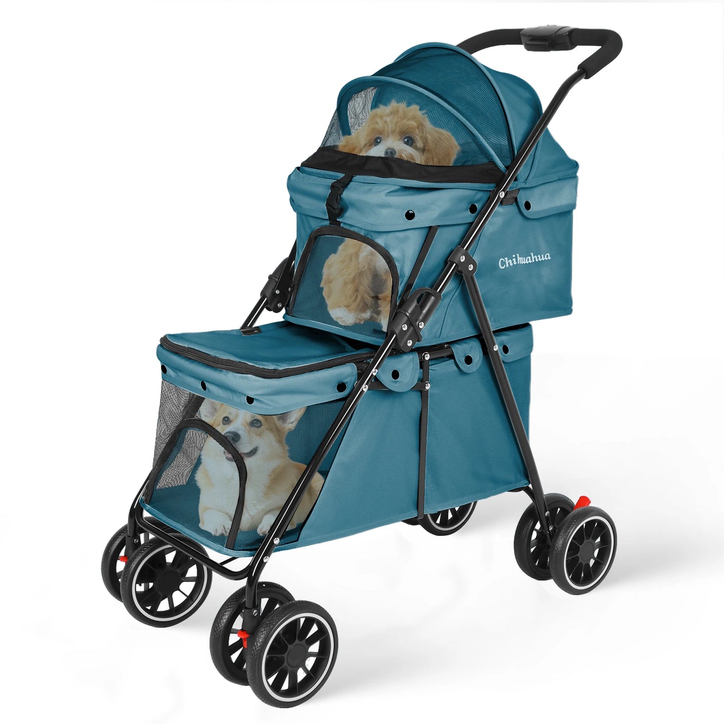 Double Pet Stroller for Dogs and Cats for Travel Comfort