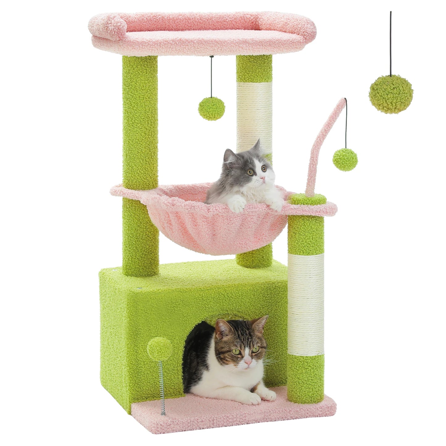 PAWZ Road 4-in-1 Cat Tree With Condo, Scratching Post, Hammock