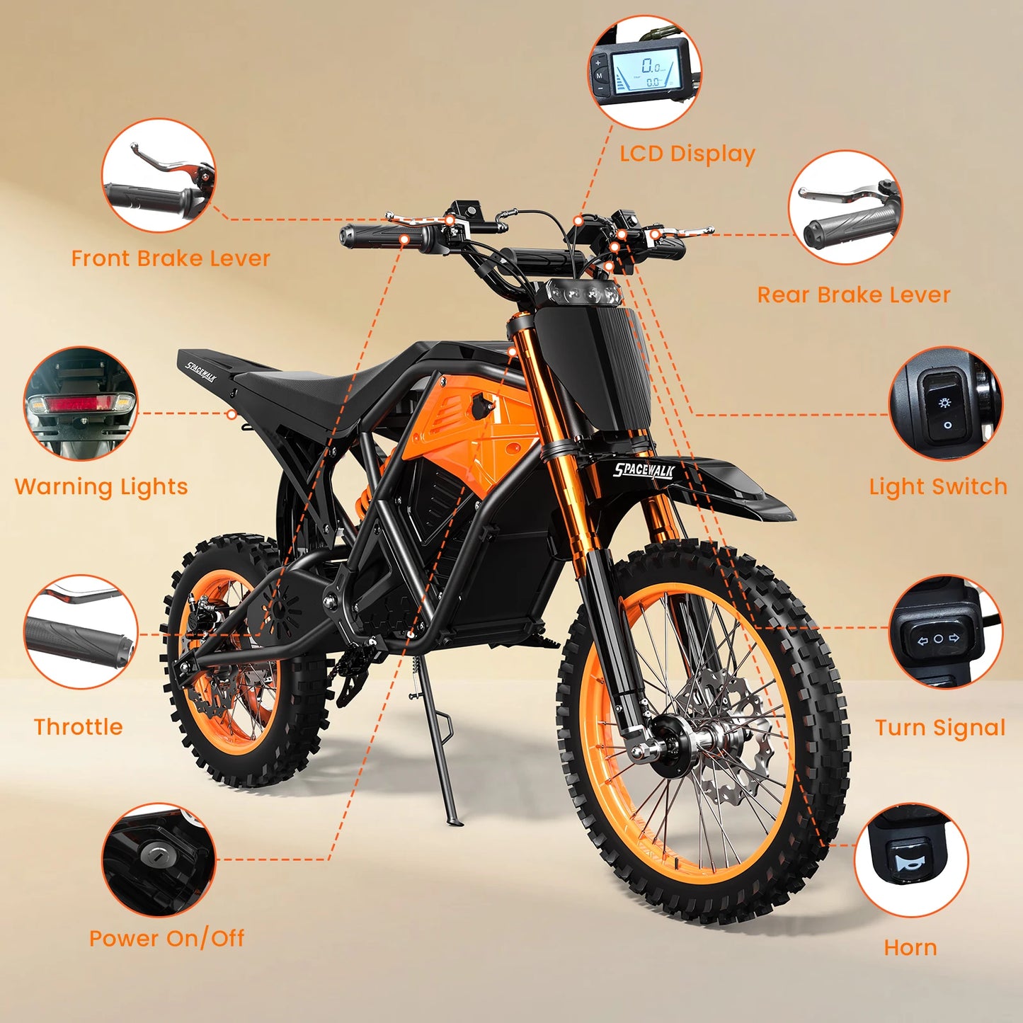 EILLEO SPACEWALK Fat Tire Electric Dirt Bike 48V Off Road 3000W