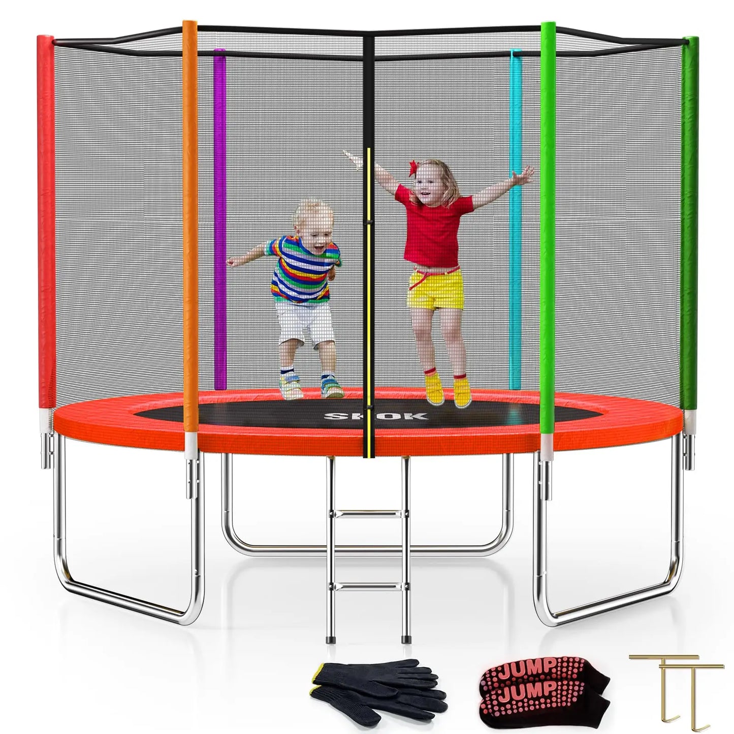 SKOK Trampoline For Kids Outdoor With Net 400LBS ASTM Approved