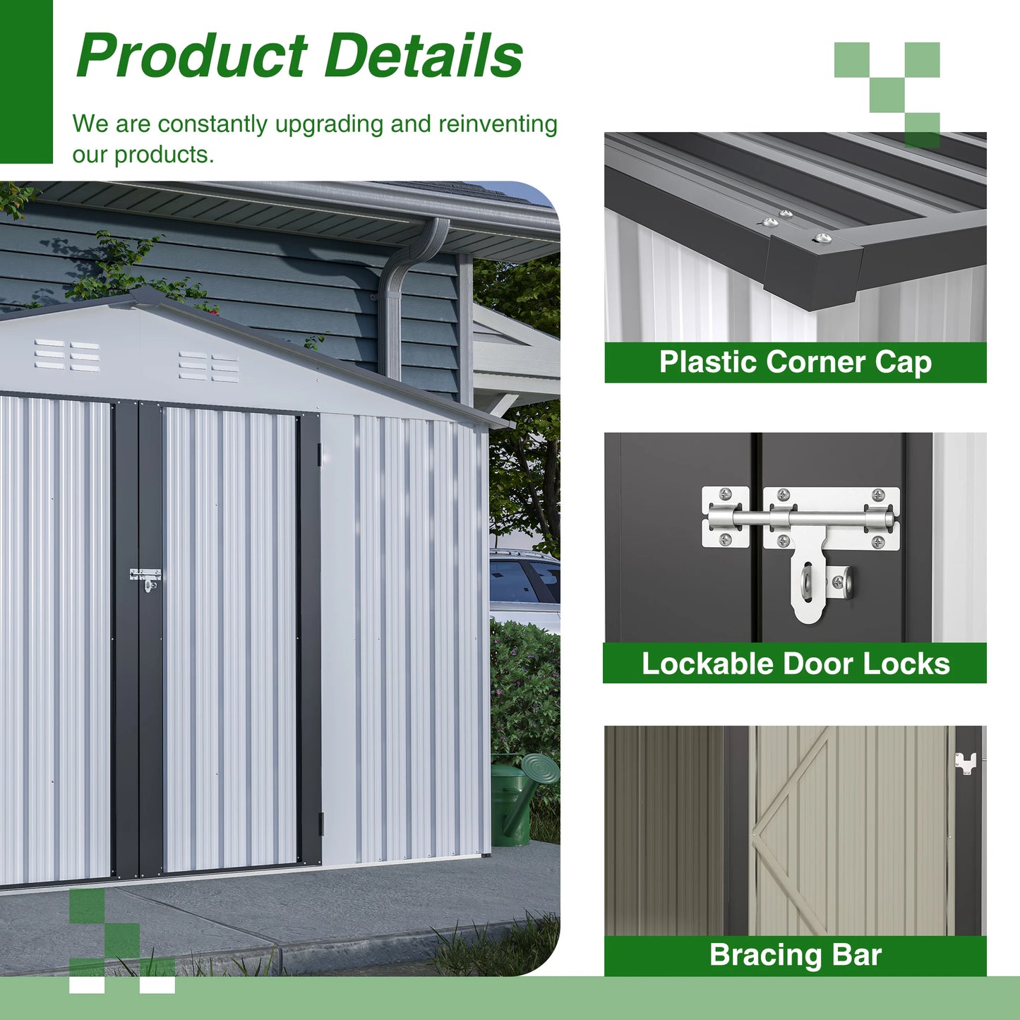 LZBEITEM Outdoor All Weather Storage Shed With Lockable Doors