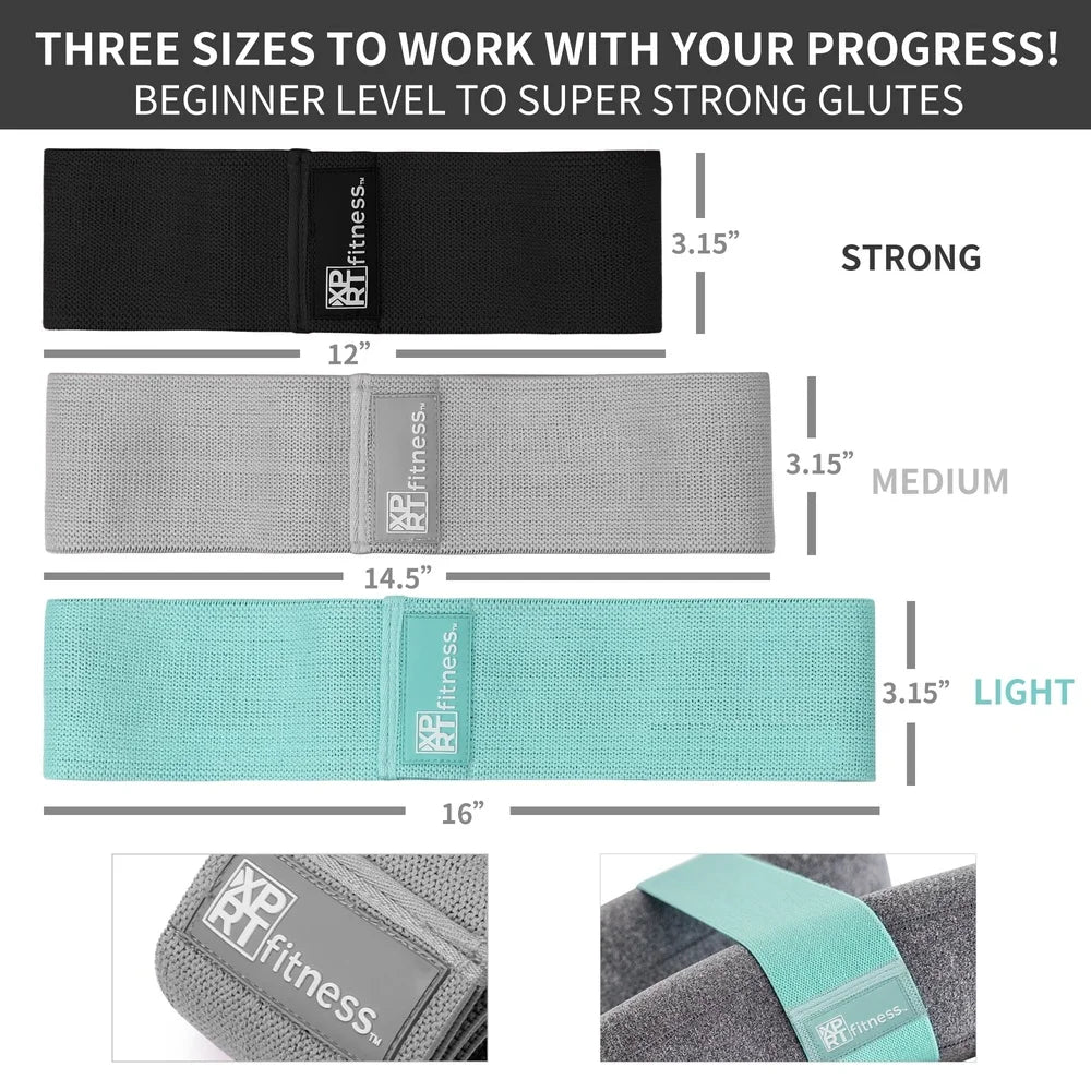 Resistance Bands Three Pack Anti-Slip With Carry Pouch