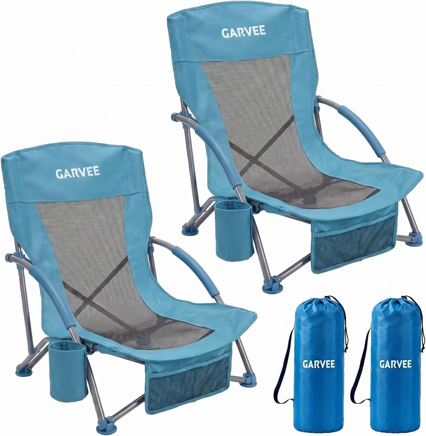 HiMISS High Back Folding Beach Chair With Cup Holder