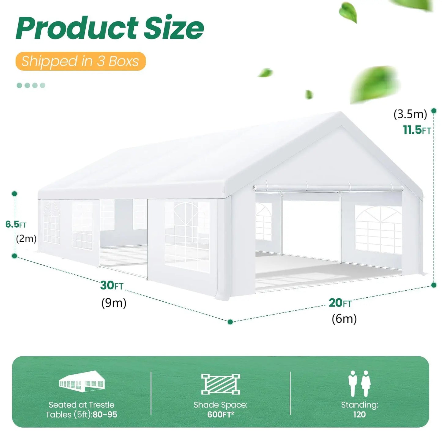 COBIZI Party Tent Gazebo Heavy Duty UV Waterproof Wedding