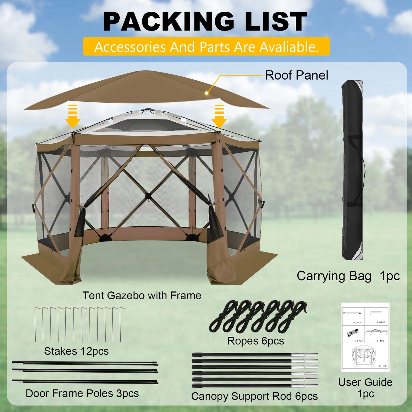 Tooluck Pop Up Gazebo Screen House Tent With Mosquito Netting And Awning