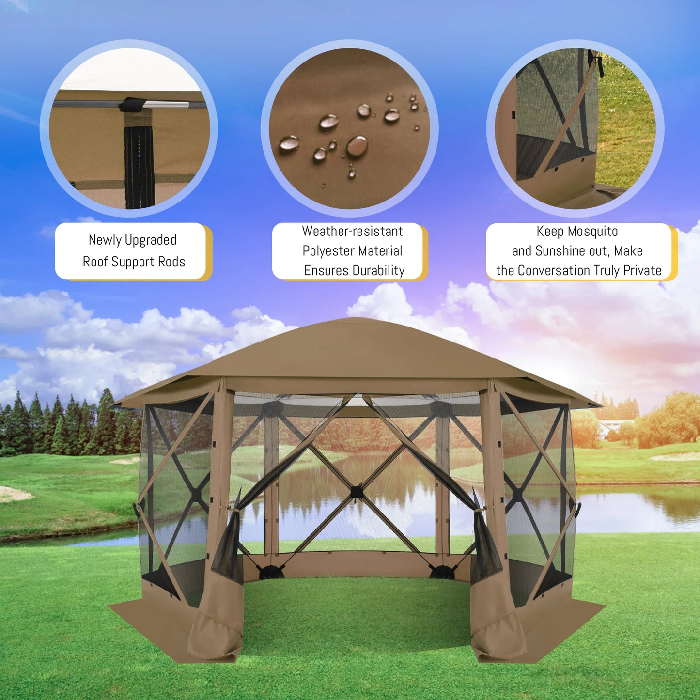 Tooluck Pop Up Gazebo Screen House Tent With Mosquito Netting And Awning