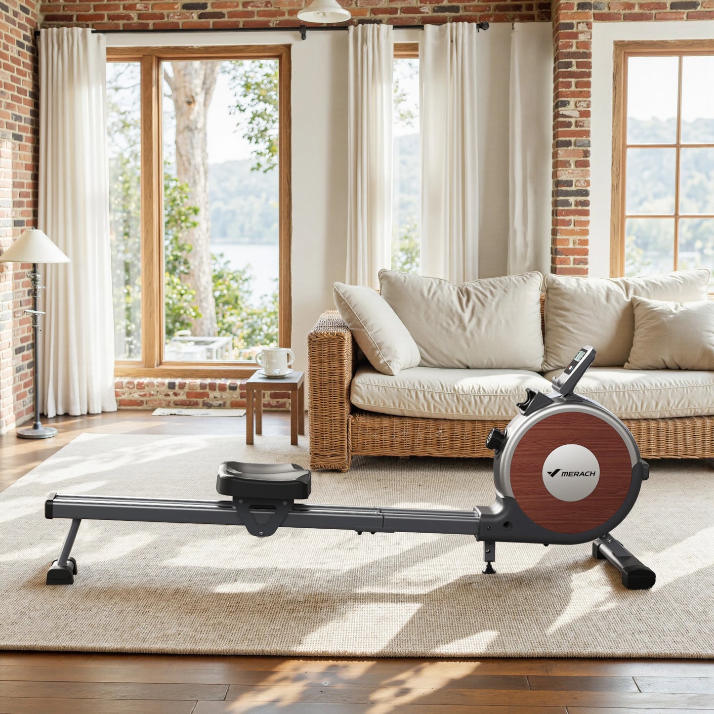 MERACH Magnetic Rowing Machine With 16 Levels Dual Slide Rail 350 Lb Quiet