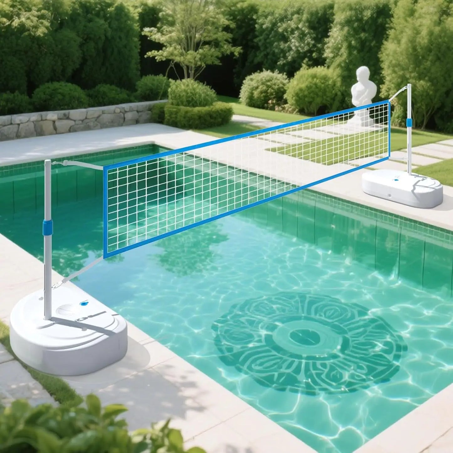 Pool Volleyball Set With Height Adjustable Net And Stainless Frame