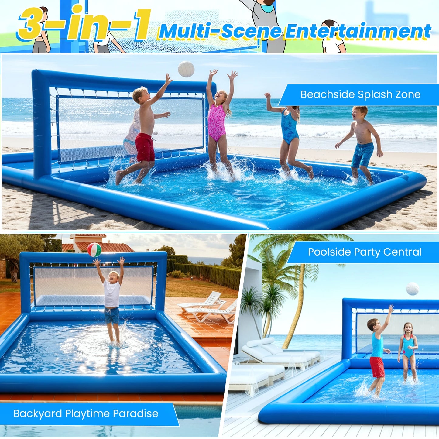 KING INFLATABLE Volleyball Court for Pool and Beach