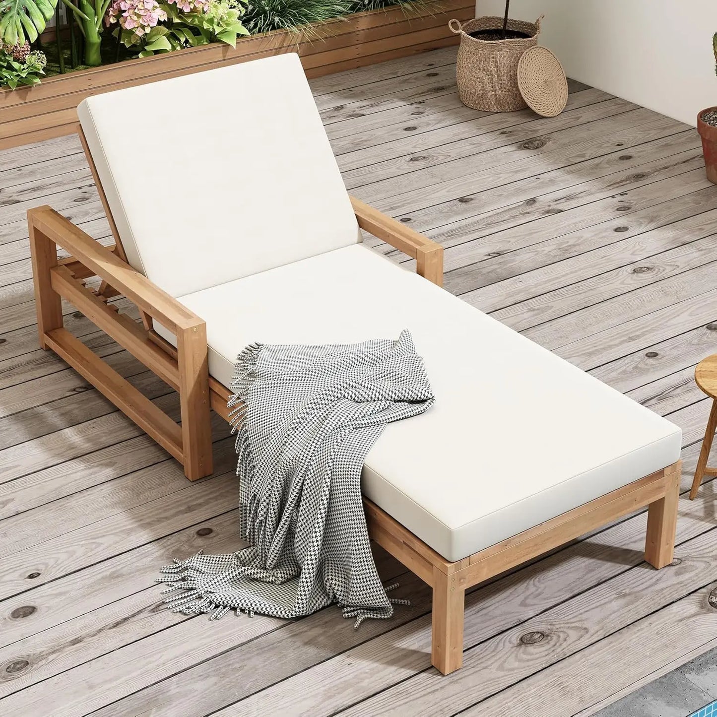 Five-Position Adjustable Outdoor Chaise Lounge Set With Table