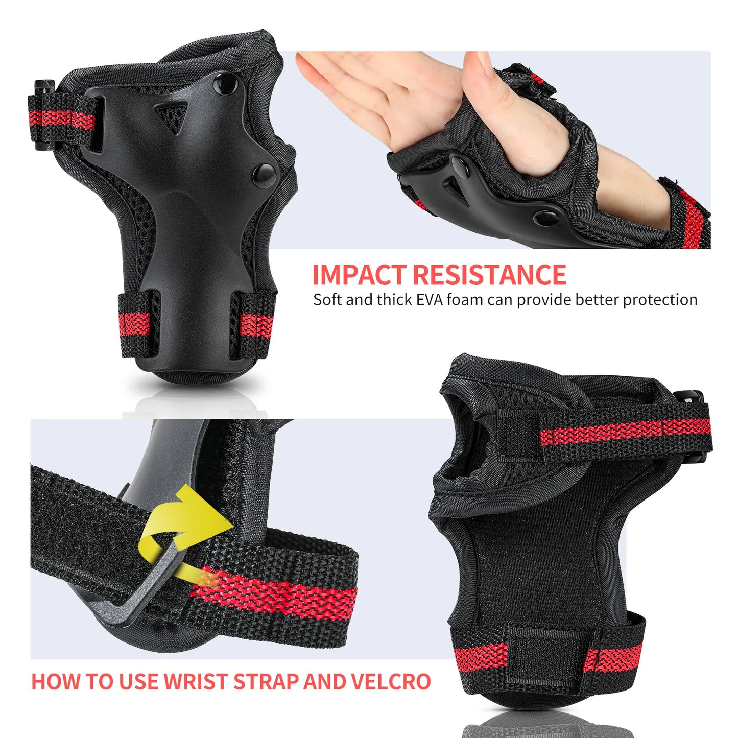 GUDOOK Youth Knee Elbow Pads With Wrist Guards Protective Set