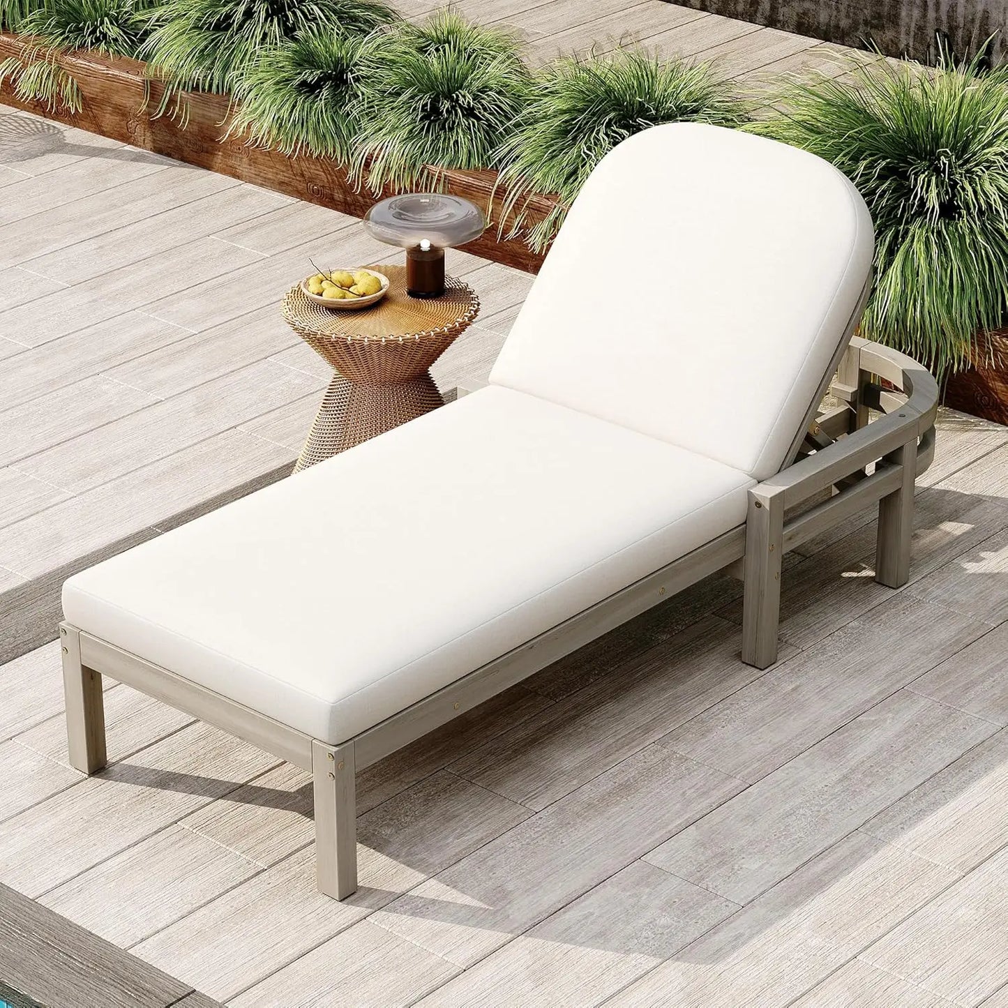 Five-Position Adjustable Outdoor Chaise Lounge Set With Table