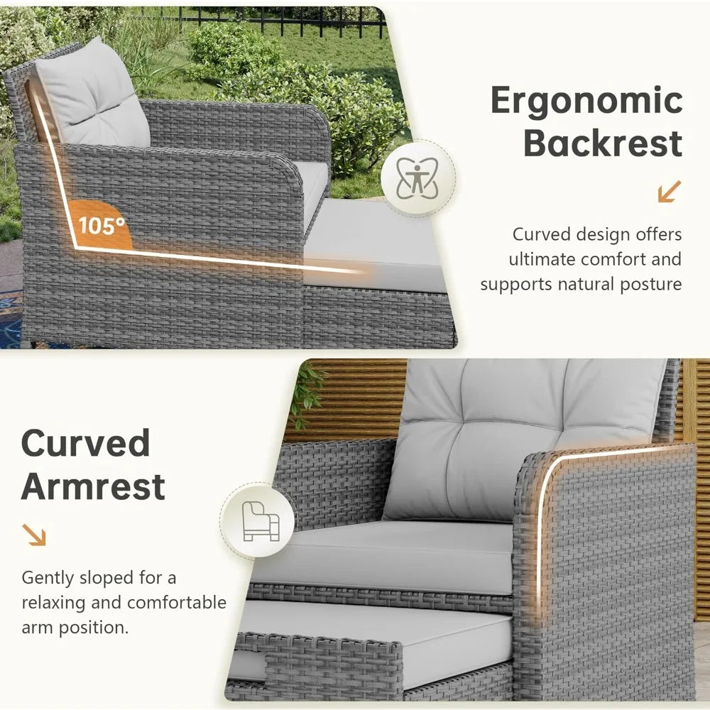 Balcony Furniture 5 Piece Patio Conversation Set Wicker