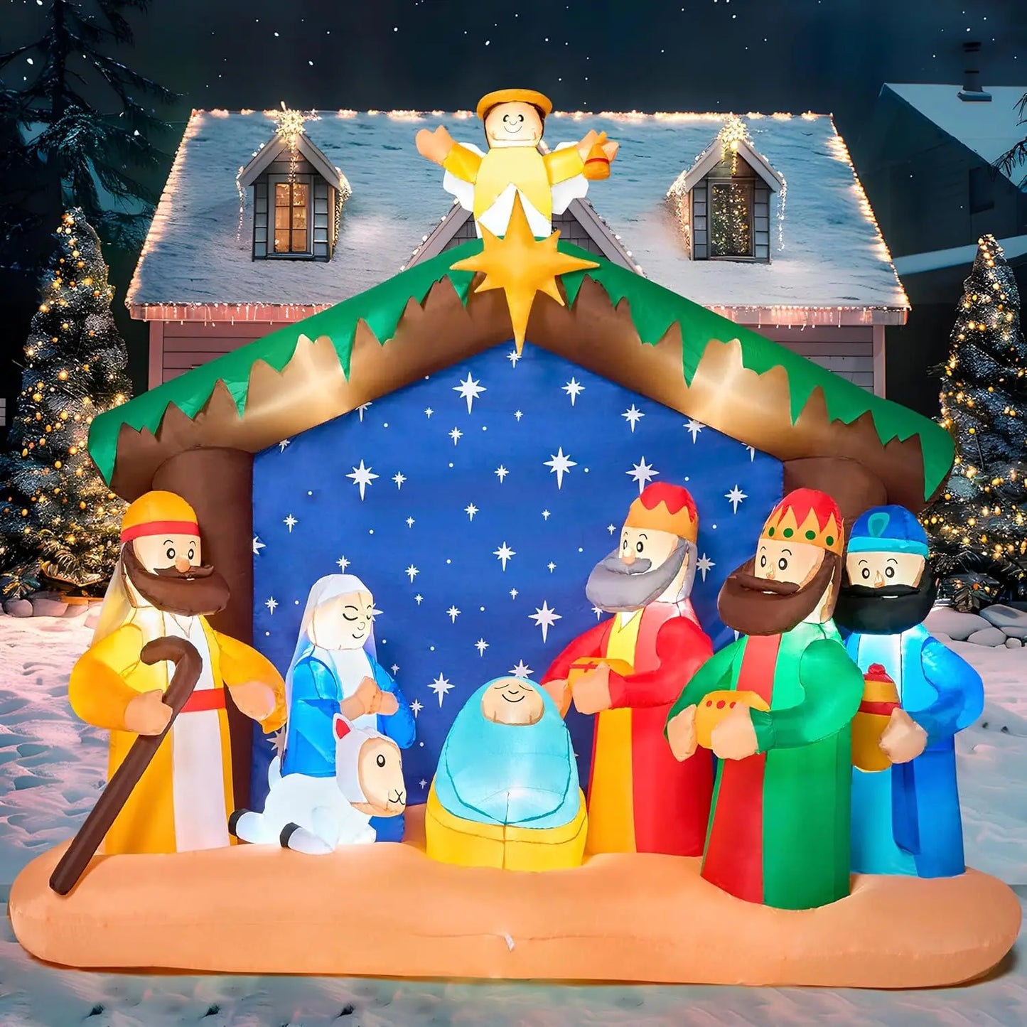 Joyfy Nativity Scene Inflatable With LEDs For Outdoor Decor