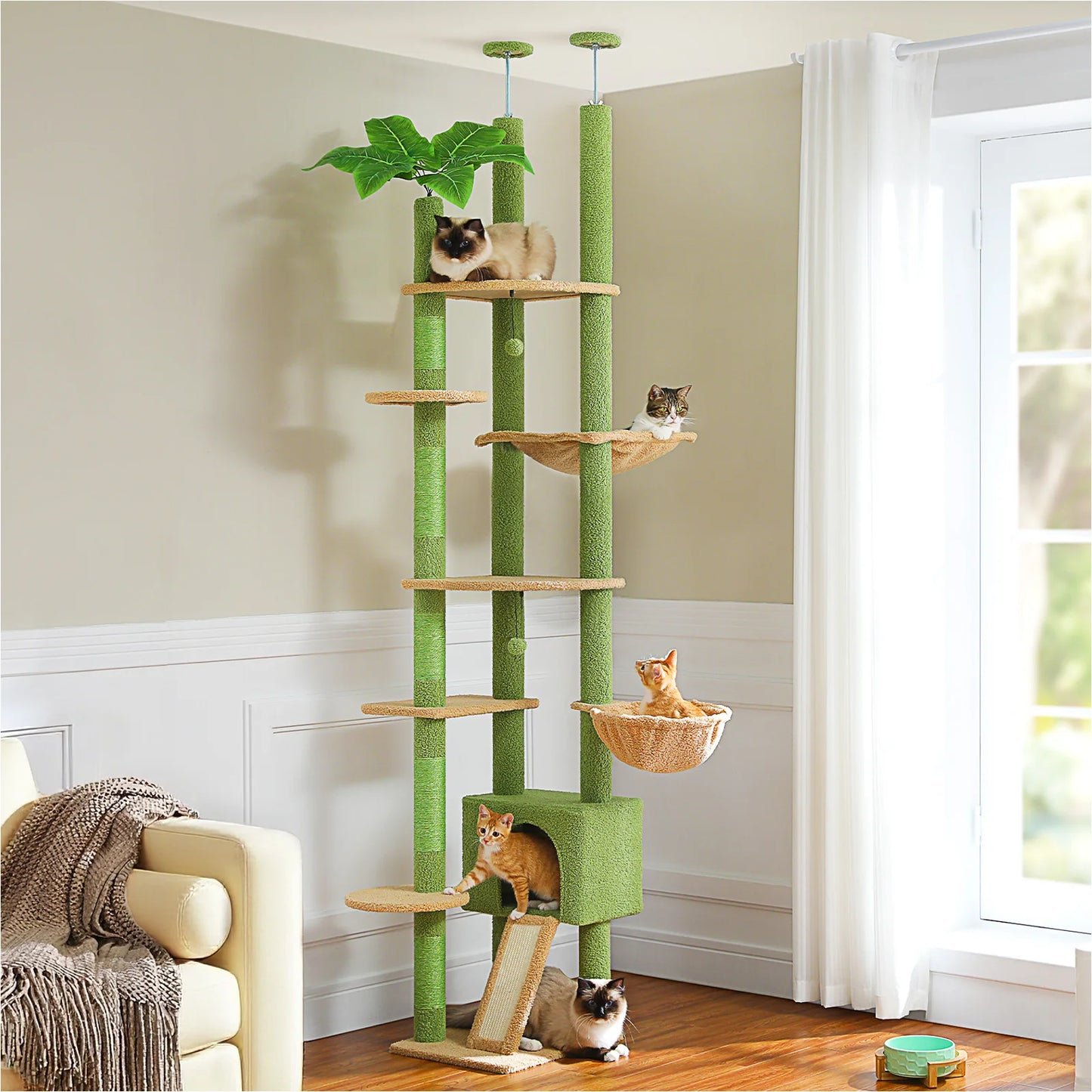 PAWZ Road Height Adjustable Cat Tree With Hammock Scratching Posts