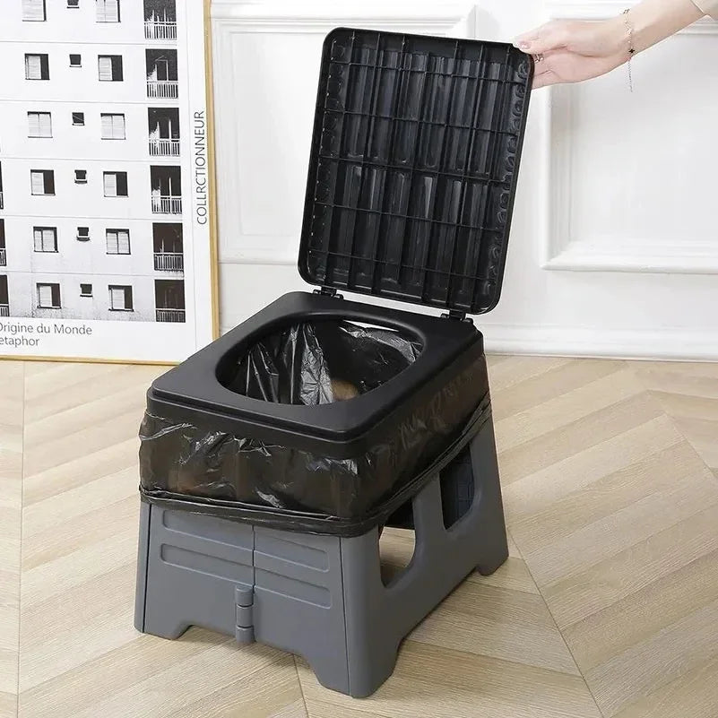 HOMEFISH Portable Folding Toilet With Lid For Outdoor Emergencies