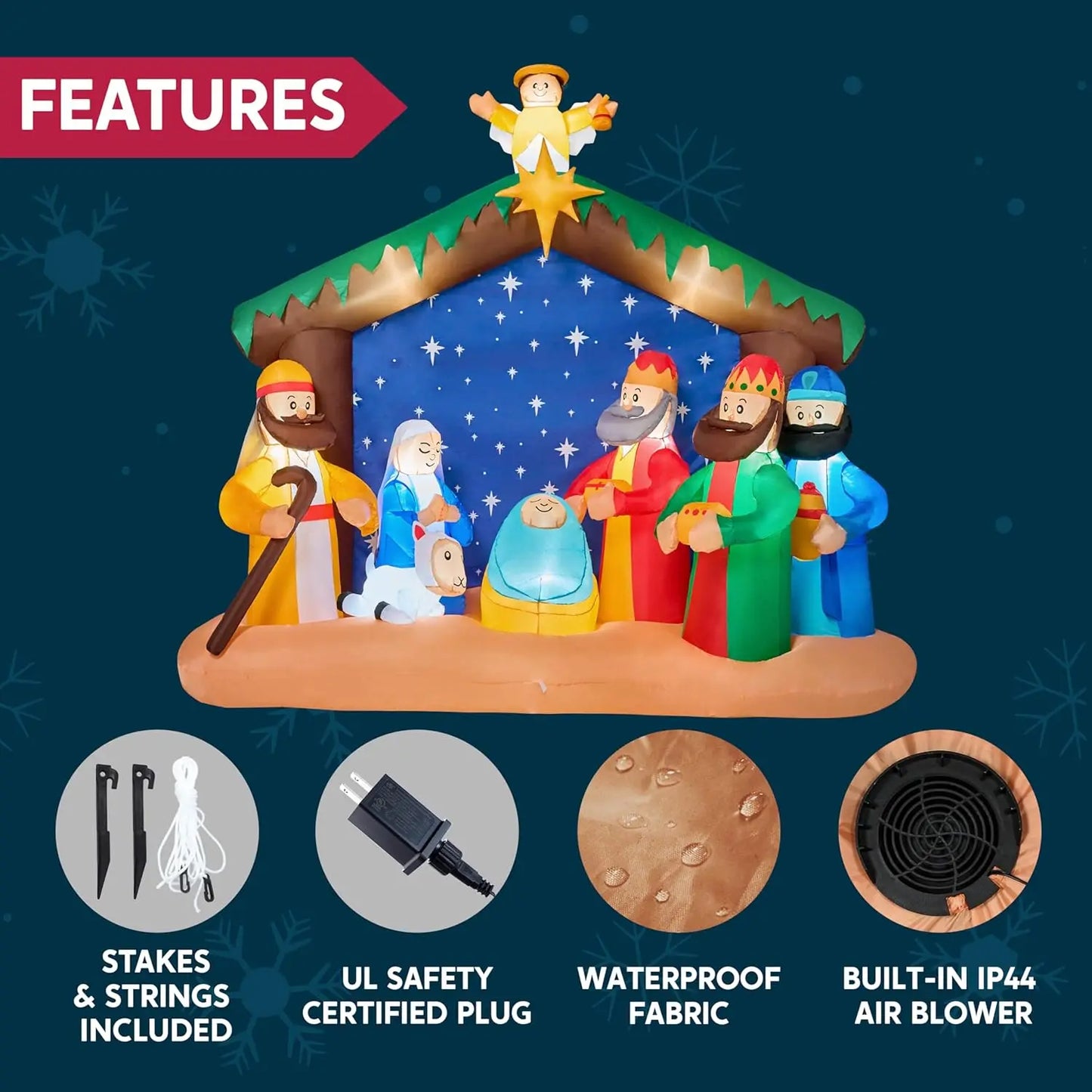 Joyfy Nativity Scene Inflatable With LEDs For Outdoor Decor