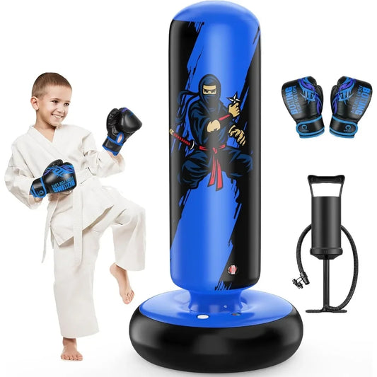Kids Inflatable Punching Bag With Gloves For Boxing And Martial Arts