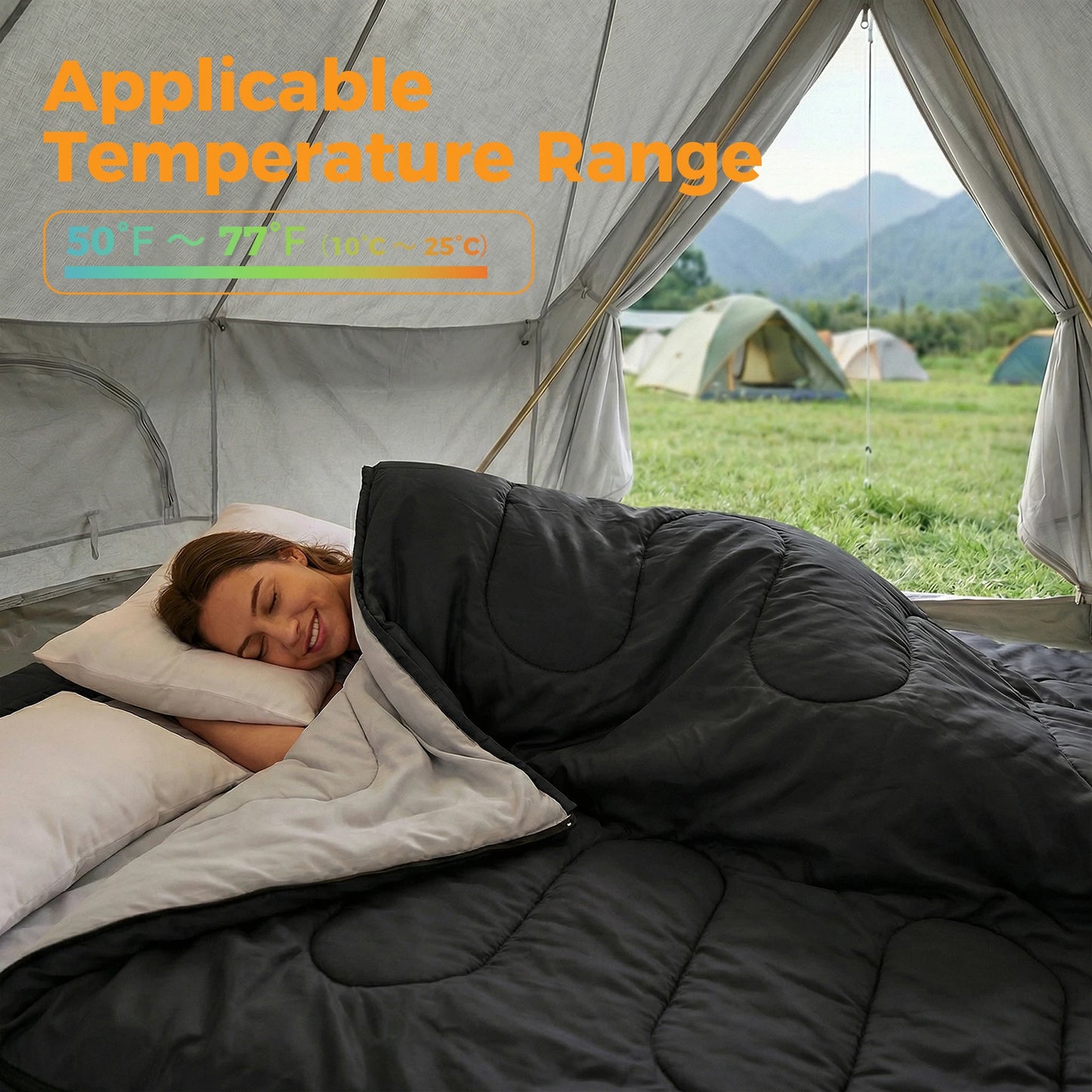 JHK Double Sleeping Bag For Adults With Pillow Lightweight 3 Season