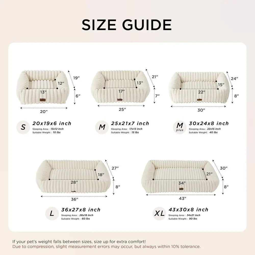 Washable Orthopedic Corduroy Dog Bed With Removable Zipper