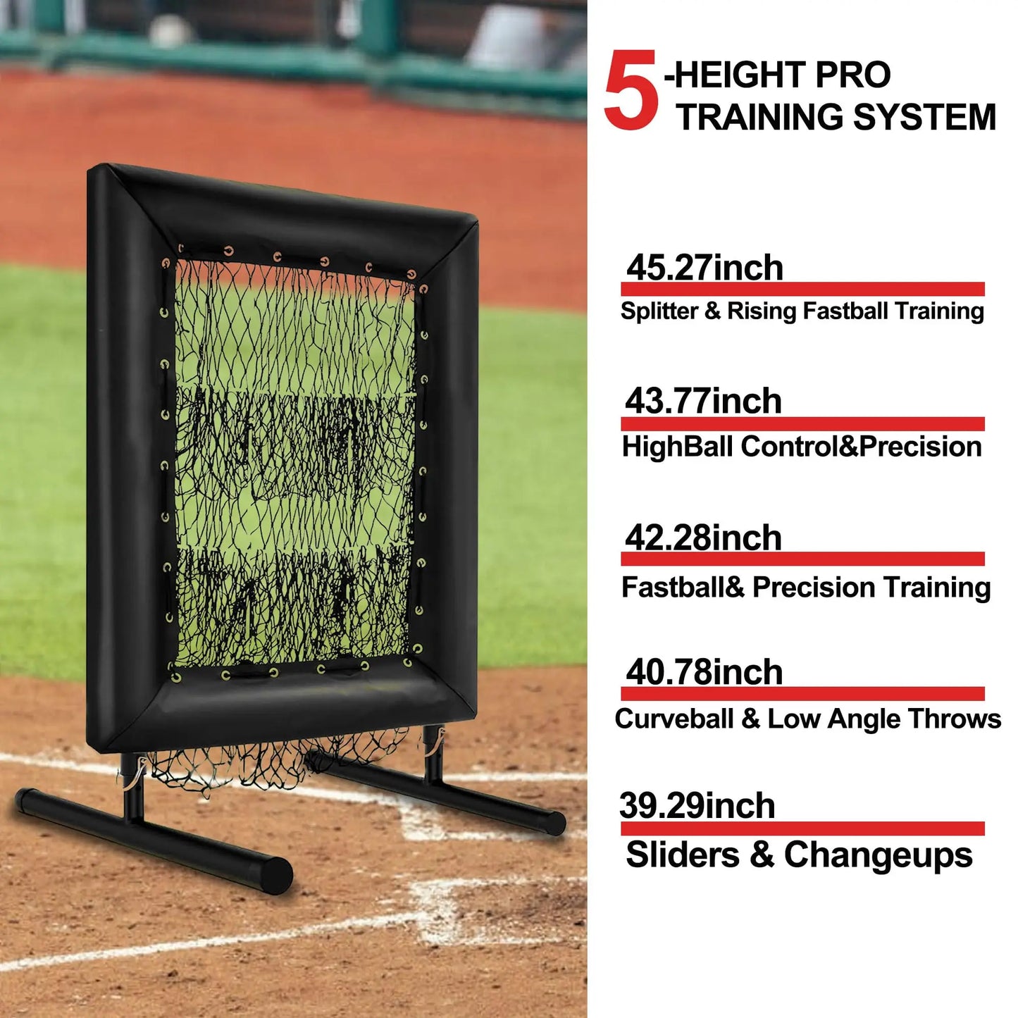 HiMISS Adjustable Pitching Net With Strike Zone Rebound Baseball