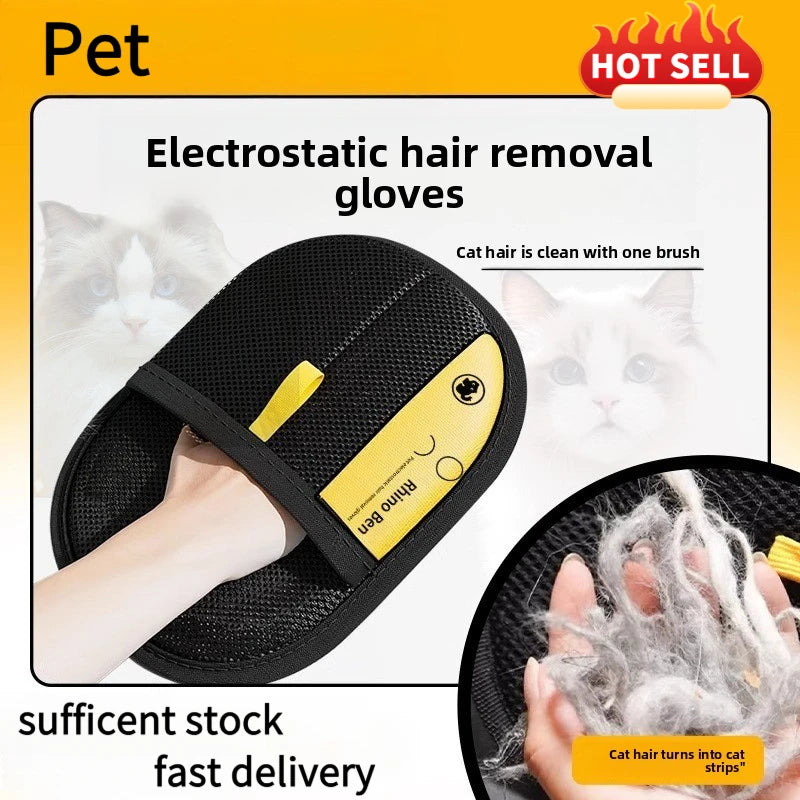 Pet Hair Removal Kit With Sticky Roller And Grooming Gloves