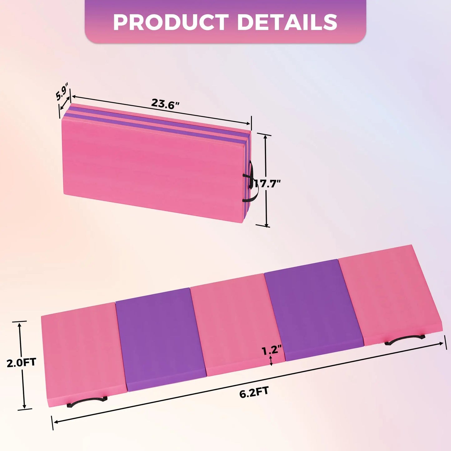HiMISS 4-5 Fold Gymnastics Tumbling Mat For Yoga Pilates Aerobics