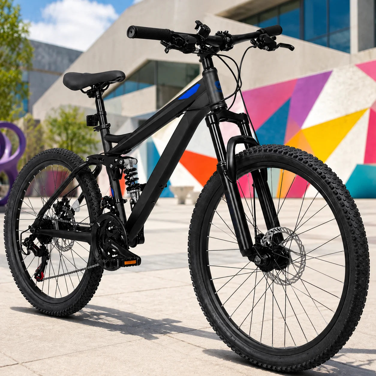 Full Suspension Mountain Bike With 21-Speed Disc Brakes