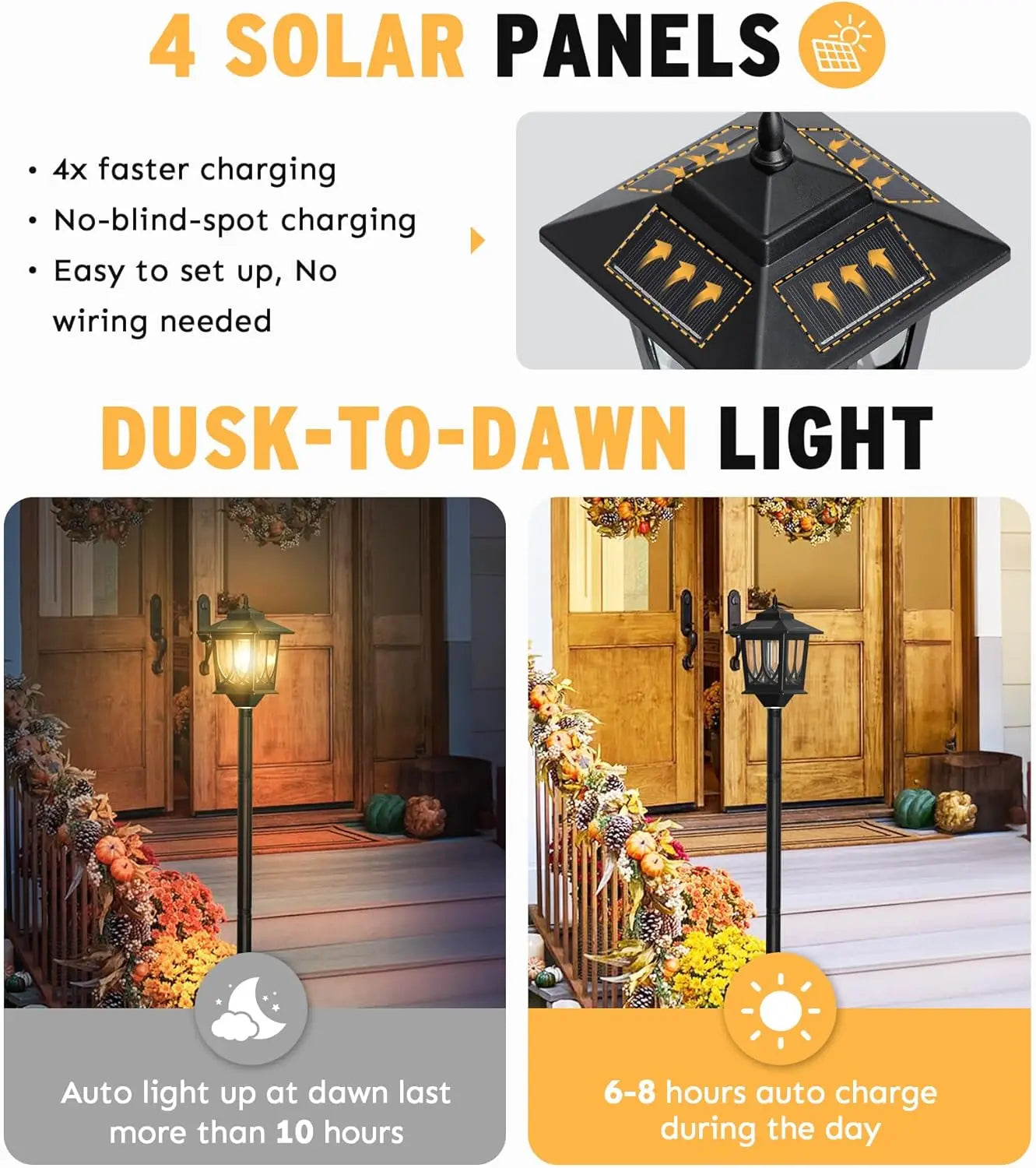 Solar Outdoor Lamp Post Light Waterproof With Replaceable Bulb