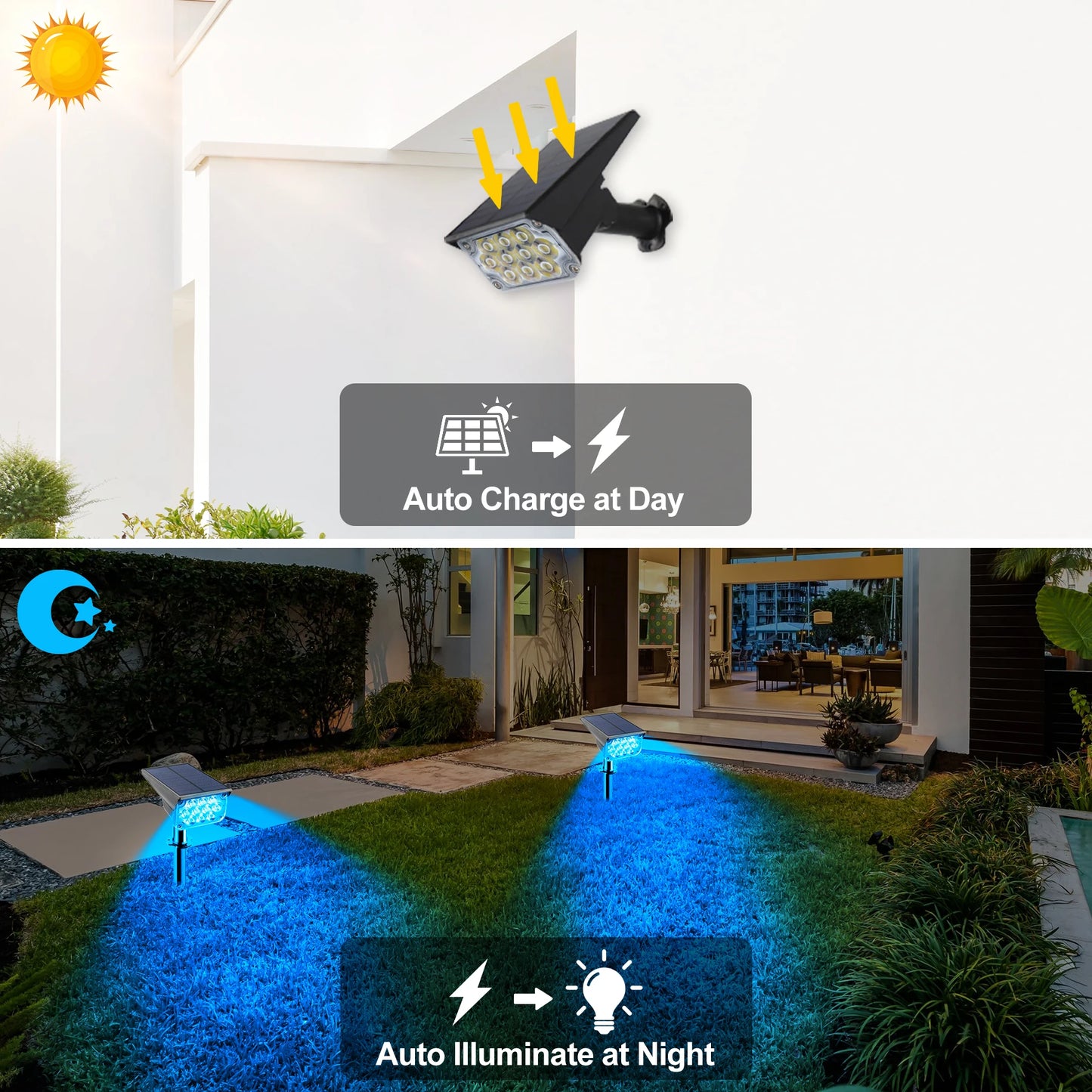 T-SUNRISE Solar LED Outdoor IP65 Garden Wall Light