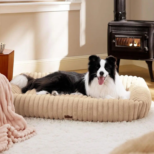 Washable Orthopedic Corduroy Dog Bed With Removable Zipper
