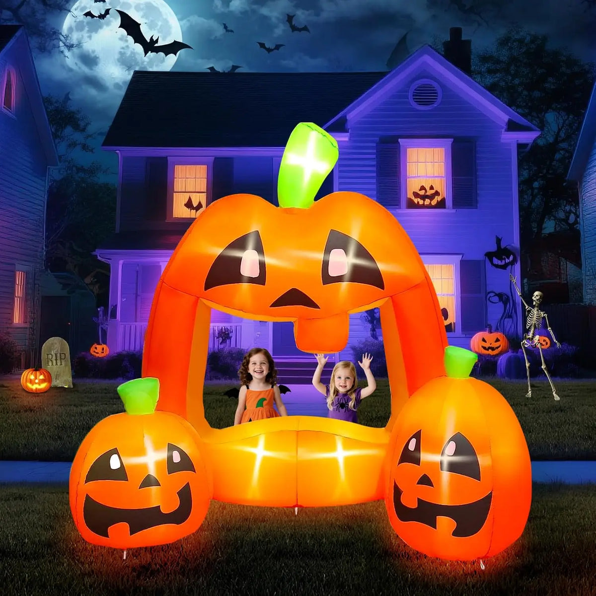 Halloween Inflatable Pumpkin Photo Booth Frame with LED Lights