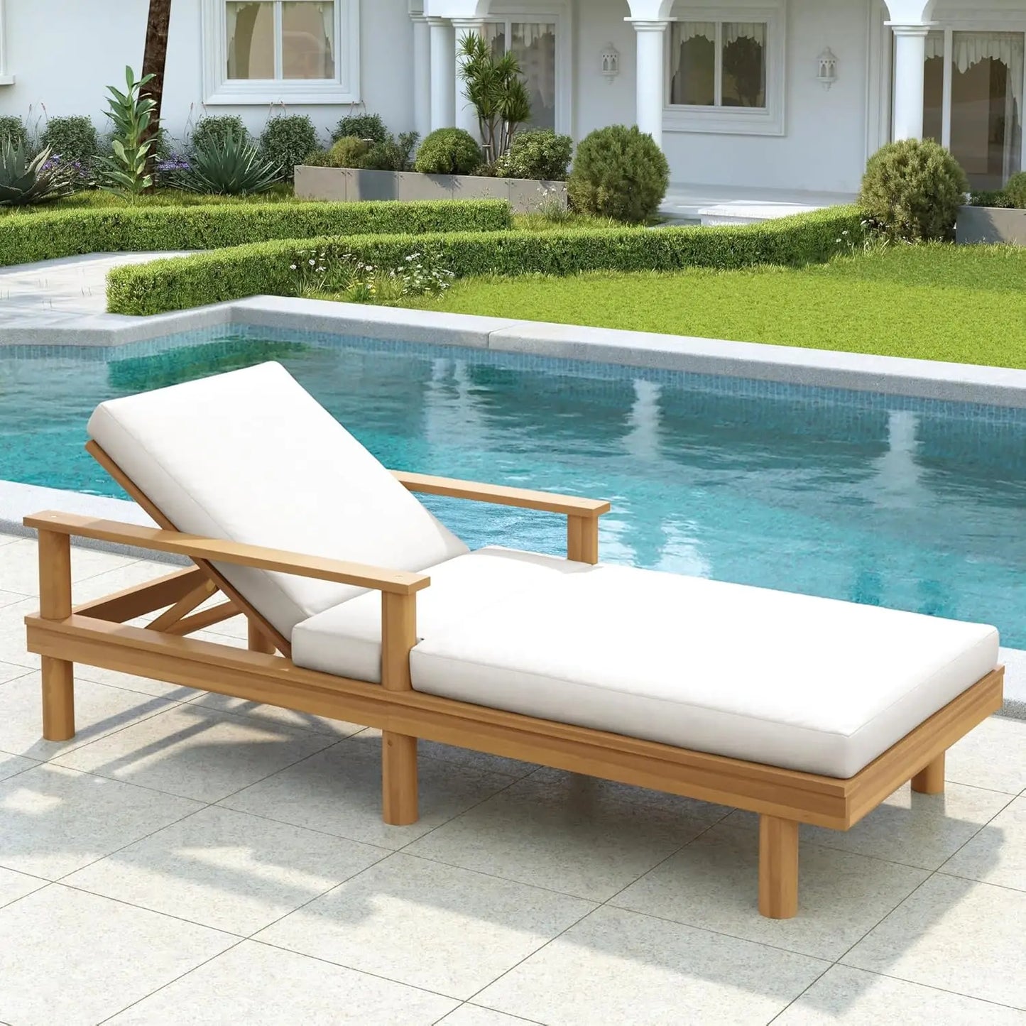Five-Position Adjustable Outdoor Chaise Lounge Set With Table