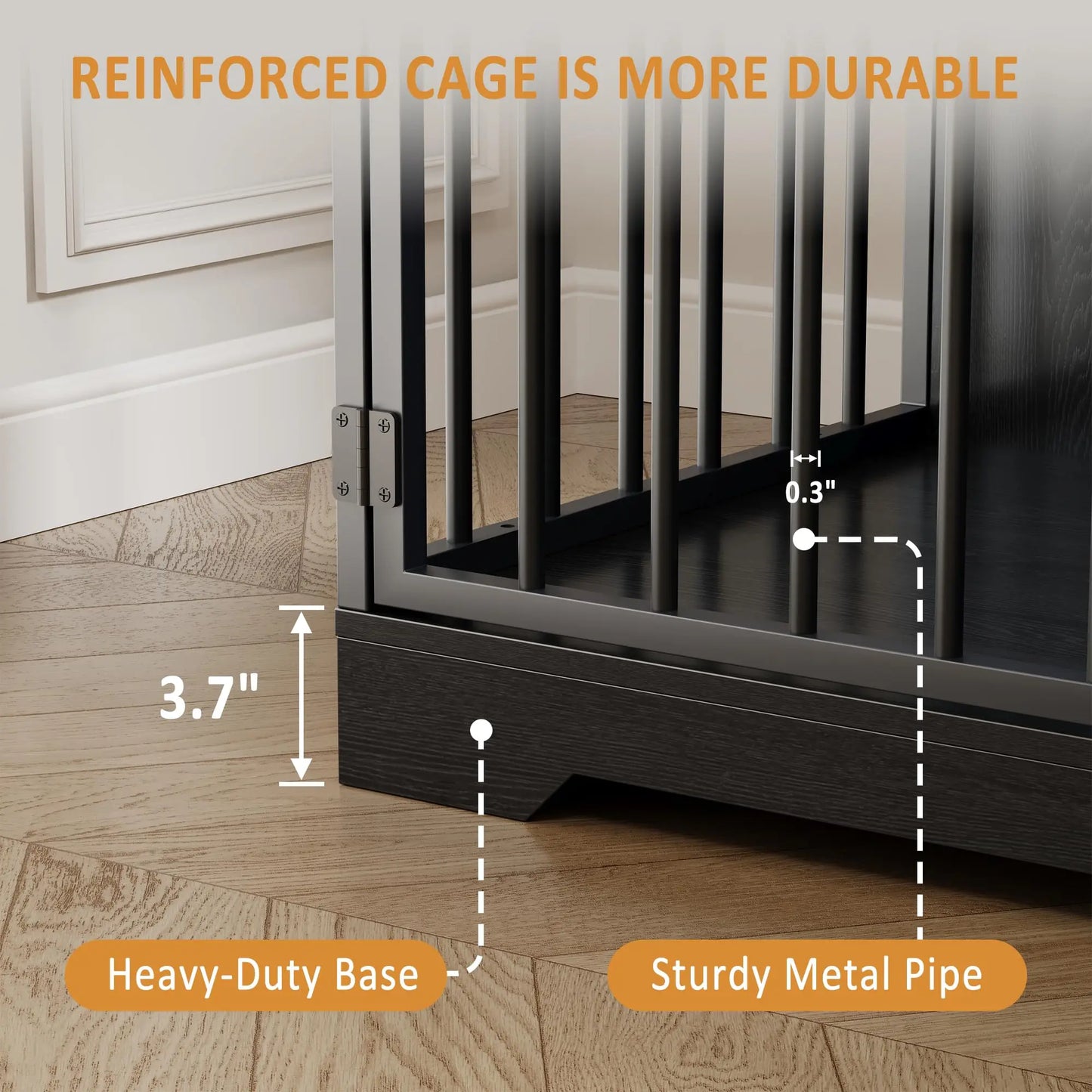 HiMISS Farmhouse Dog Crate End Table With Storage Drawers