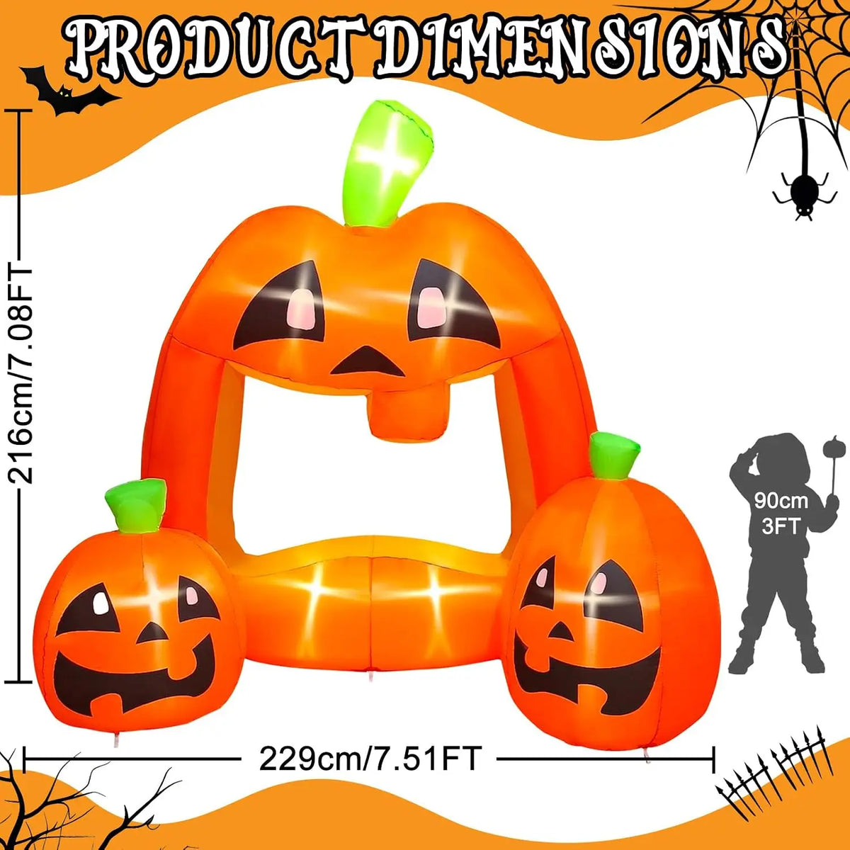 Halloween Inflatable Pumpkin Photo Booth Frame with LED Lights