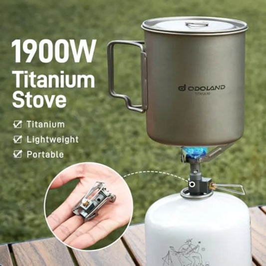 Titanium Camping Cookware Pot With Stove And Spork